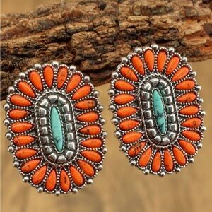 Coral and turquoise earrings